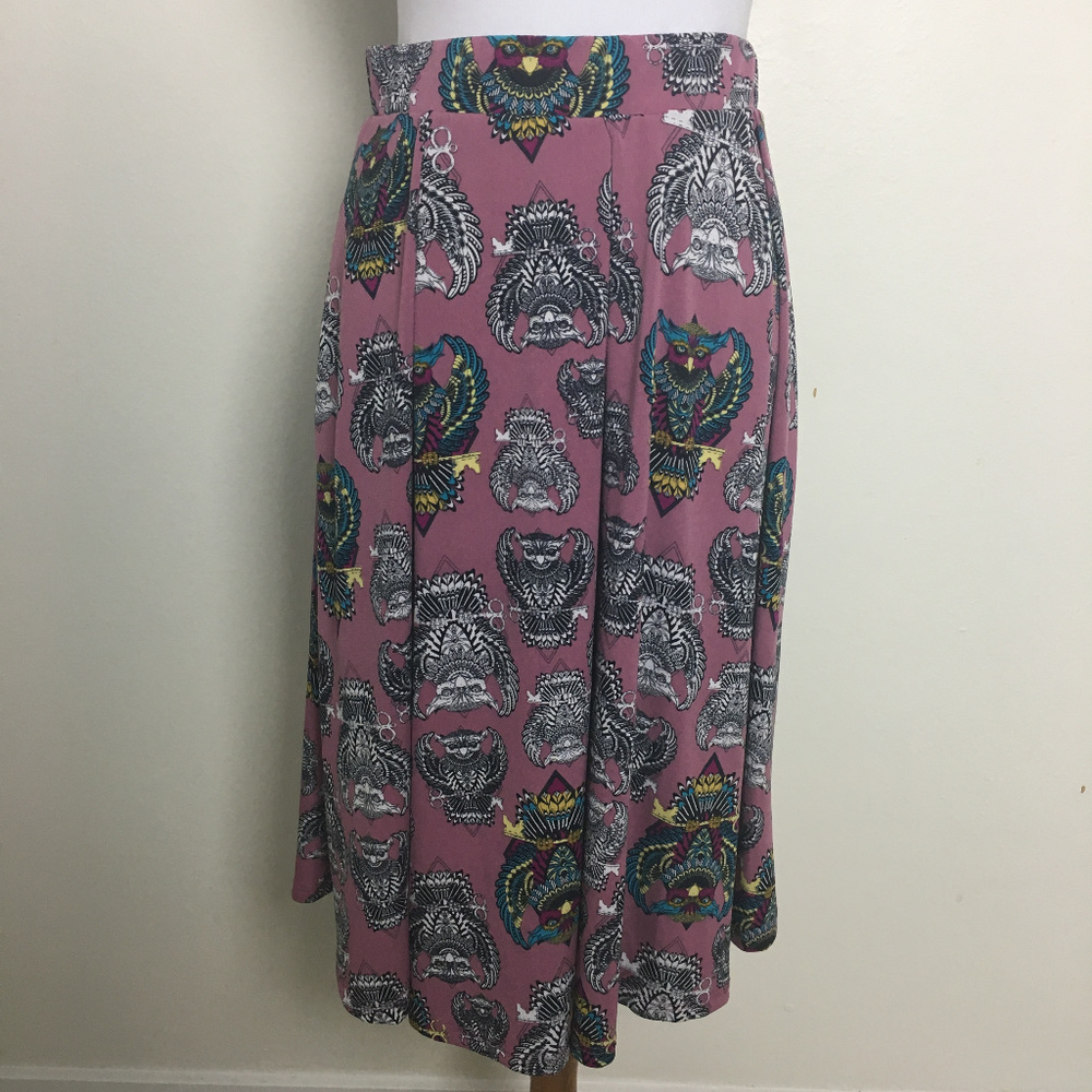 LuLaRoe Madison Mauve Owl Print Skirt